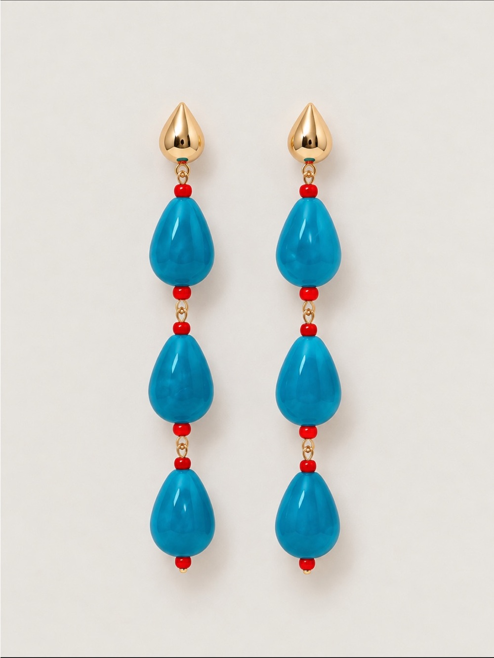New! Blue Tear Drop Gemstone Drop Earrings NWOT